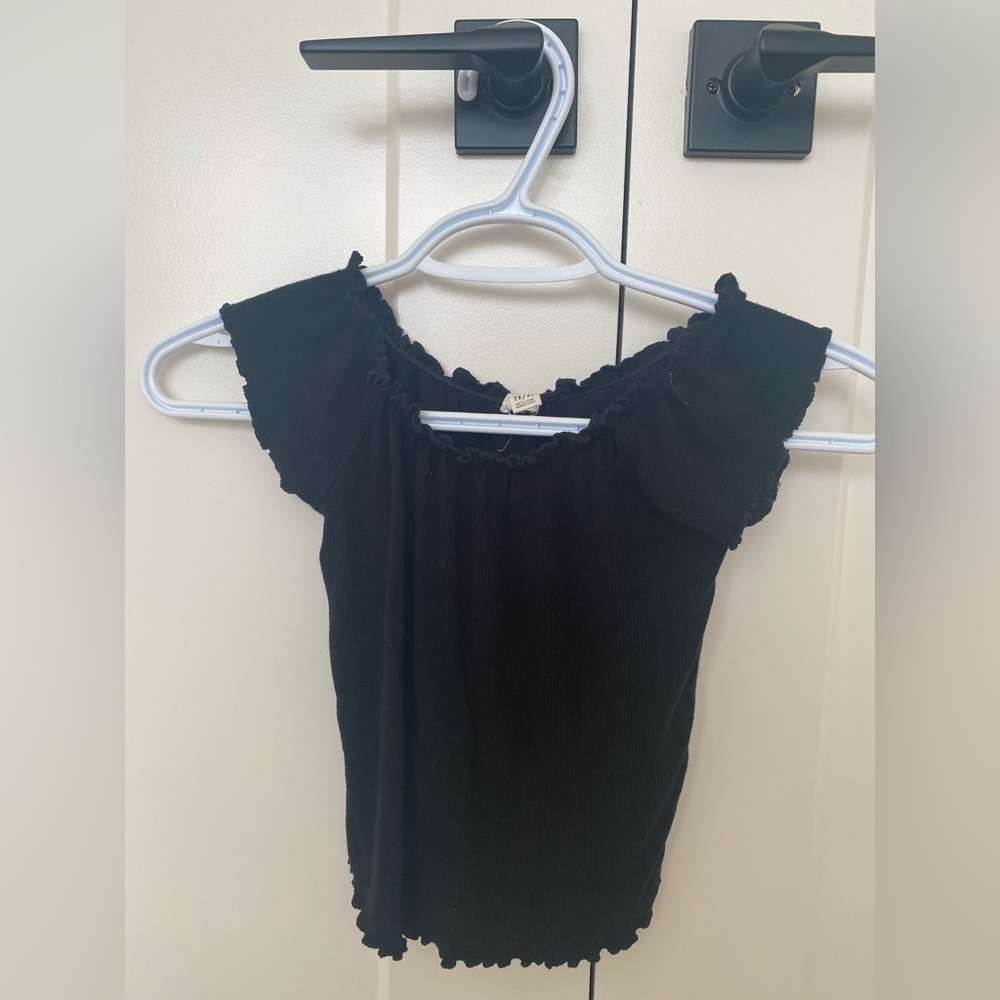 Garage Black Ruffled Off-Shoulder Blouse